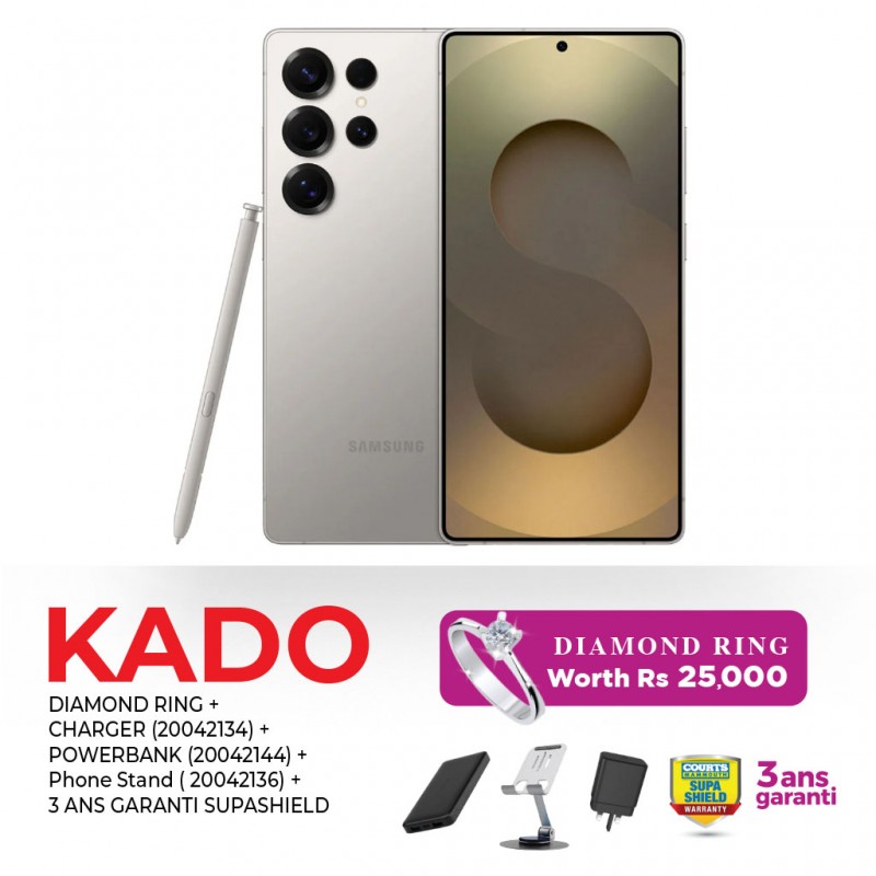 Samsung Galaxy S25 Ultra Gray & Free CHARGER + POWERBANK + PHONE STAND +3 Yrs Supasheild+ Diamond Ring