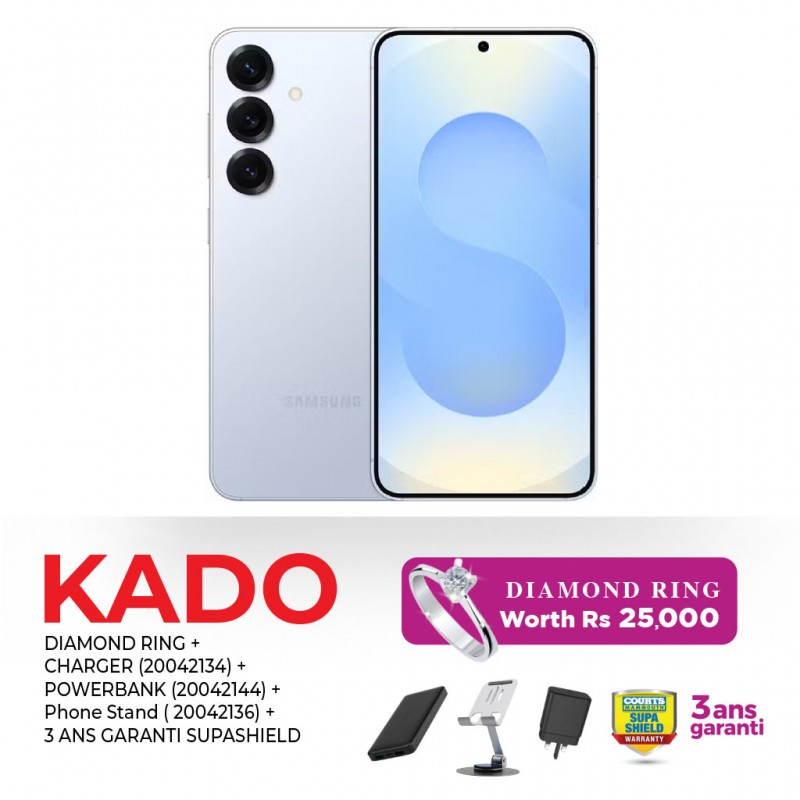 Samsung Galaxy S25 Blue & Free CHARGER + POWERBANK + PHONE STAND +3 Yrs Supasheild+ Diamond Ring