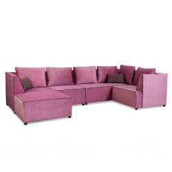 Elsee Corner LHF Chaise & Armless Chair Pink Col