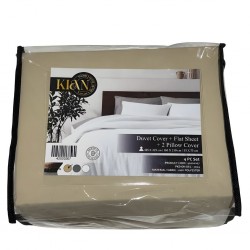Duvet Cover, Flat Sheet & 2 Pillows Beige - Single	Set of 4 Pcs - Micro Polyester