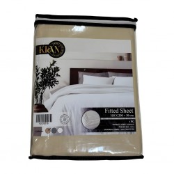 Fitted Sheet 180x200+30 cm Beige Micro Polyester