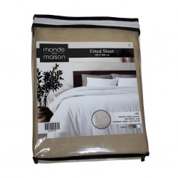 Fitted Sheet 160x200 cm Beige Cotton