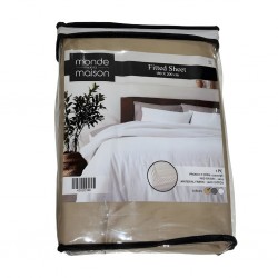 Fitted Sheet 180x200 cm Beige Cotton