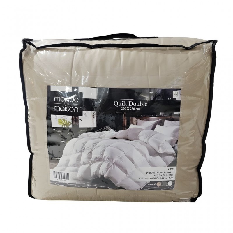 Quilt Double 220x230 cm Beige Cotton Quilt Double 220x230 cm Beige Cotton