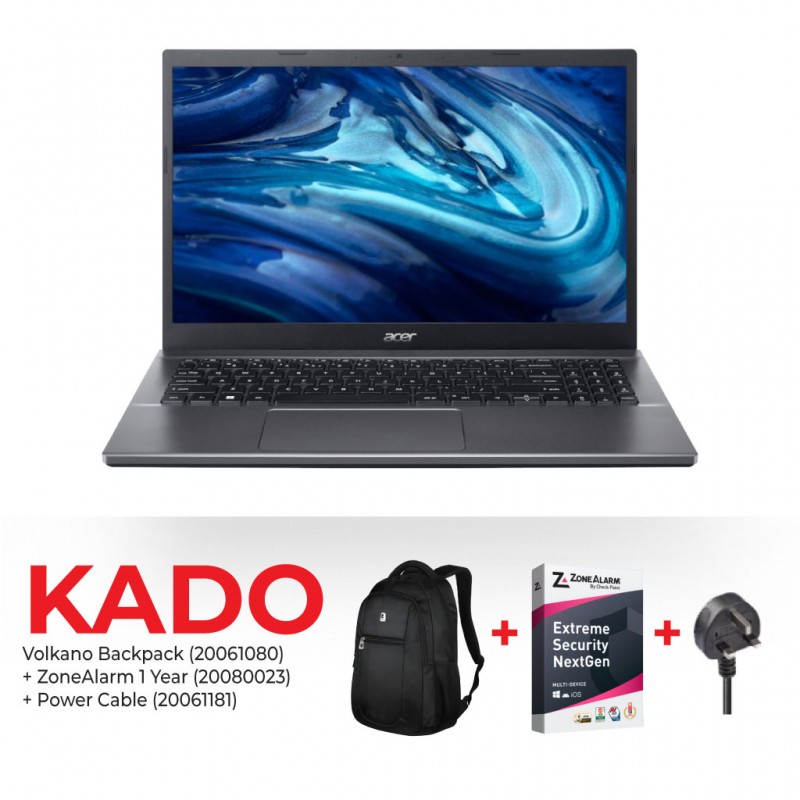 Acer Extensa Laptop Core i3 1215U Grey & Free ZoneAlarm Security 1 Device 1 yr + Volkano Argan Backpack + Laptop power cord Acer Extensa Laptop Core i3 1215U Grey & Free ZoneAlarm Security 1 Device 1 yr + Volkano Argan Backpack + Laptop power cord