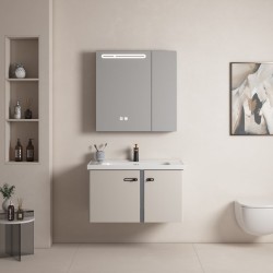 Rose Bathroom Cabinet With 2 Doors & Mirror Touch Switch - Ref 3309-80