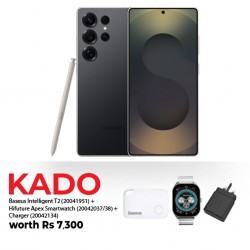 Samsung Galaxy S25 Ultra Titanium Black & Free Baseus Intelligent T2 Anti-Loss Device + CHARGER + Hifuture Apex Smart Watch