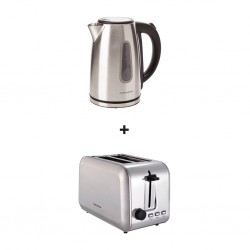 Morphy Richards X-980552 2YW S/Steel 2 Slice Toaster + Morphy Richards 102786 Equip Brushed SS 2YW 1.7L Kettle