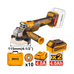 Ingco Cagli271532 Cordless Angle Grinder (2Bat 4.0 & Charger)
