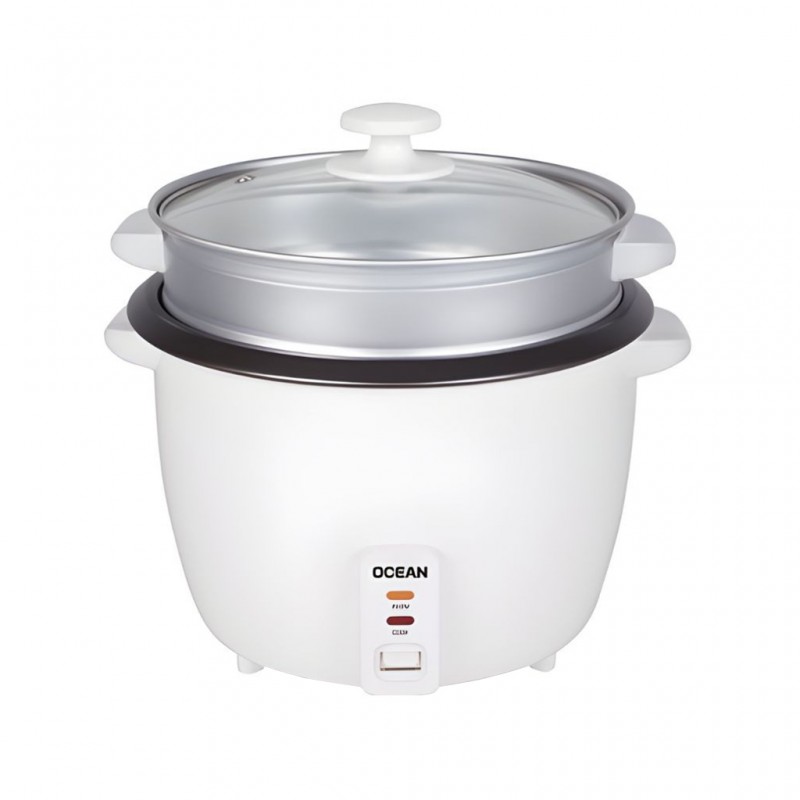 Ocean OCRCR 2810 WG 2.8L WH 2YW Rice Cooker With Steamer & Glass Lid Ocean OCRCR 2810 WG 2.8L WH 2YW Rice Cooker With Steamer & Glass Lid