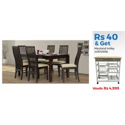 Caribean Table and 6 Chairs Rubberwood & Get Maryland Kitchen Island Cart Trolley