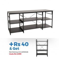 olivia Metal TV Stand Black Oak & Rob Shelving Unit Black Oak