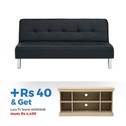 Dakor Sofa Bed Leather Gel Black & Get Luca TV Stand Blone Oak