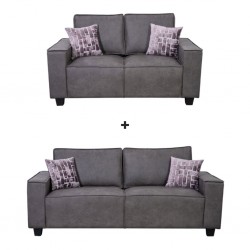 Hunter Sofa 3 Seater In Grey Fabric + Hunter Sofa 2 Seater In Grey Fabric