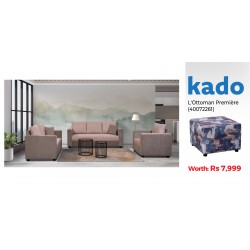 Conrad Static 3+2+1 Chille Mocha Colour & Free Premiere Ottoman Blue/Beige Pattern