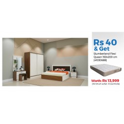 Barcelona Bed 160x200 cm Dark Walnut & White Ash & Get Slumberland Flexi Queen 160x200 cm Microquiled White & Brown