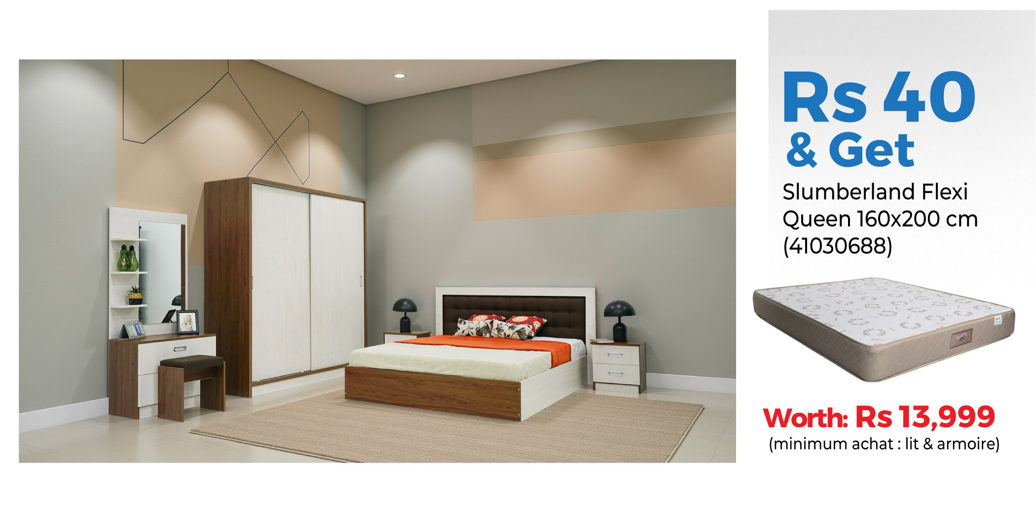 Barcelona Bed 160x200 cm Dark Walnut & White Ash & Get Slumberland Flexi Queen 160x200 cm Microquiled White & Brown Barcelona Bed 160x200 cm Dark Walnut & White Ash & Get Slumberland Flexi Queen 160x200 cm Microquiled White & Brown