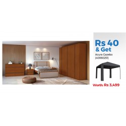 Leder Bedroom Set 160x200 cm Frassino Color & Get Acura Gazebo Grey Fabrics & Black Frame
