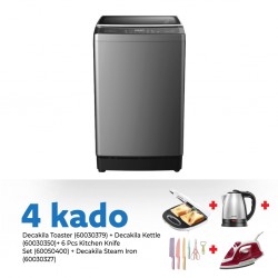 Hisense WTJA802T Washing Machine & Free Decakila Steam Iron + Decakila Kettle + Decakila Toaster + 6 Pcs Knife