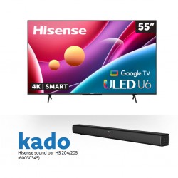 Hisense 55U6H 55” ULED 4K Smart TV & Free Hisense HS204 Sound bar 2.0 CH