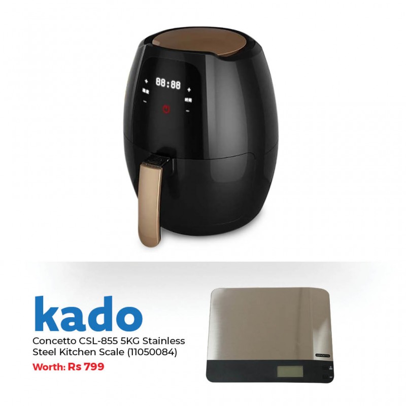 Concetto CEO-702A 7.7L Digital Air Fryer & Free Concetto CSL-855 5KG Stainless Steel Kitchen Scale