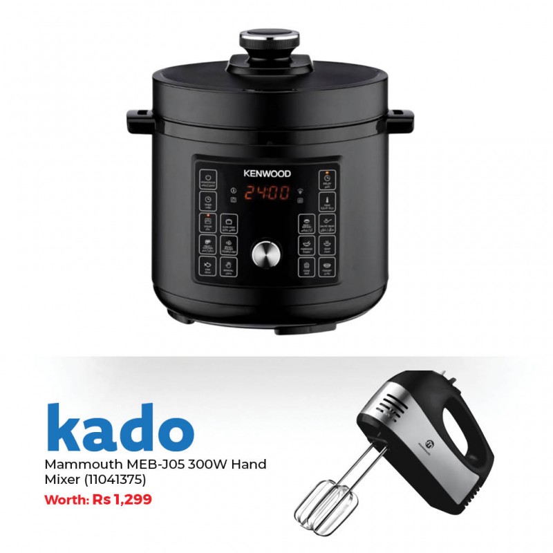 Kenwood PCM95.000BK 8L Multi Cooker 00C293400KEAS & Free Mammouth MEB-J05 300W Hand Mixer