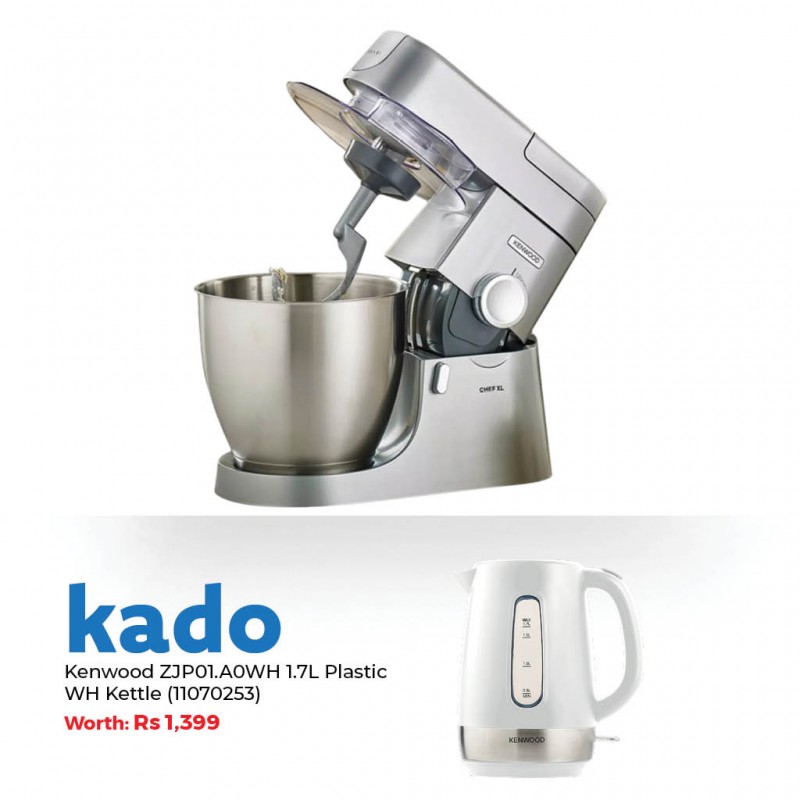 Kenwood KVL4170S 357+950 Chef XL 6.7L 1200W Silver Kitchen Machine & Free Kenwood ZJP01.A0WH 1.7L Plastic WH Kettle