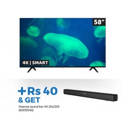 Hisense 58A6G 58'' 4K Smart TV & Free Hisense HS204 Sound bar 2.0 CH