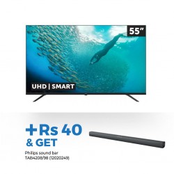 Philips 55PUT7129/98 55'' UHD Smart Led TV & Philips TAB4208/98 Soundbar 2.0 HDMI ARC, 60W