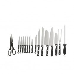Pradel Essentials 17pcs Wooden Block Knives & Accessories 3 Rivets Handles - PCOT001022 "O"
