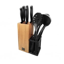 Pradel Essentials 10pcs Knives & Utensil Block Soft PP Black Handles - PCOT001029 "O"