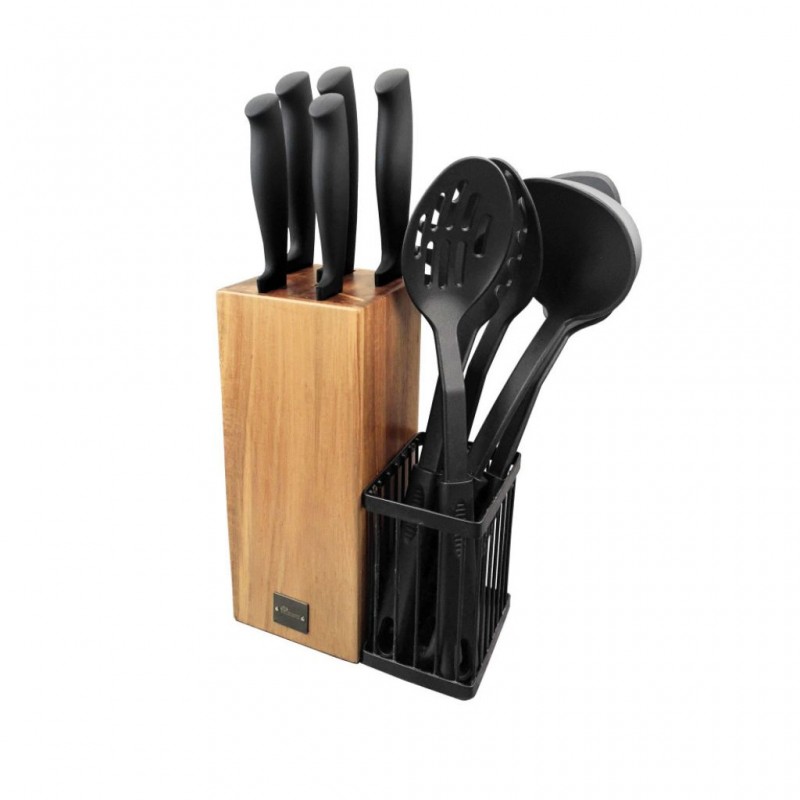 Pradel Essentials 10pcs Knives & Utensil Block Soft PP Black Handles - PCOT001029 "O"