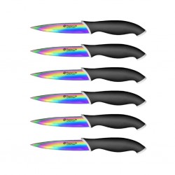 Pradel Set Of 6 Steak Knives 10cm Blade Titanium Coating  - P0001618/CTI006 "O"