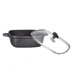 Pradel Estia 20cm Stone Style Square Casserole With Glass Lid - P0002372/59420M "O"