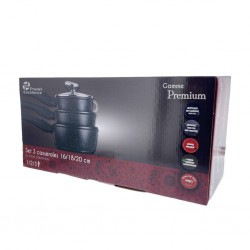 Pradel Premium 16/18/20cm Set Of 3 Saucepans Cast Aluminium Removable Handle - PCUI001031 "O"