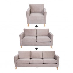Oliver Sofa 3 Seater & Oliver Sofa 2 Seater & Oliver Sofa 1 Seater In Beige Fabric