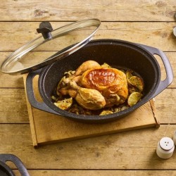 Pradel Premium 39 x 28cm 3pcs Oval Pot Cast Aluminium With Glass Lid PCUI001028 "O"