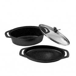 Pradel Premium 39 x 28cm 3pcs Oval Pot Cast Aluminium With Glass Lid PCUI001028 "O"