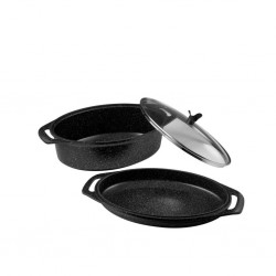 Pradel Premium 33 x 25cm 3pcs Oval Pot Cast Aluminium With Glass Lid PCUI001027  "O"