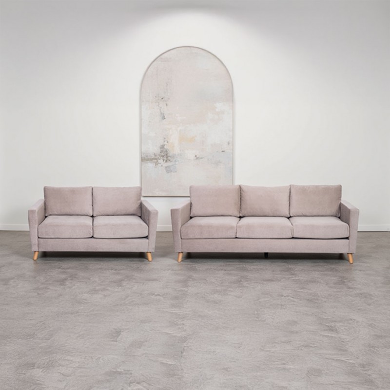 Oliver Sofa 3 Seater + Oliver Sofa 2 Seater In Beige Fabric