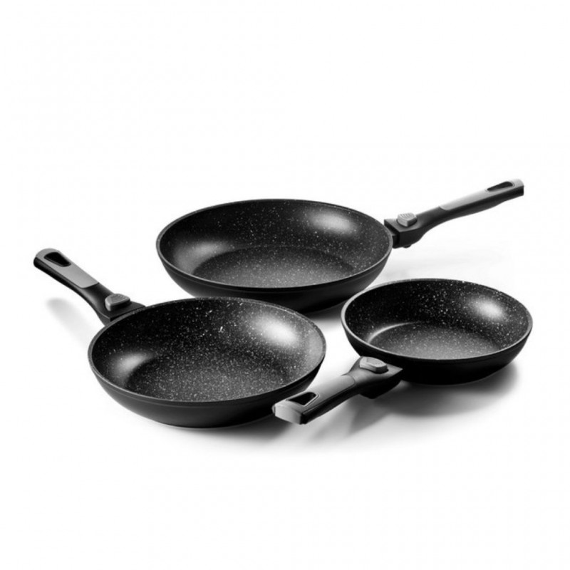 Pradel Pierra 20/24/28cm Set of 3 Pans Forged Aluminium Removable Handle - PCUI002004 "O"