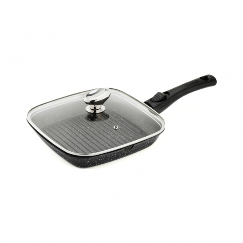 Pradel Premium 28x28cm Grill Pan Cast Aluminium Removable Handle With Glass Lid - PCUI001022 "O"
