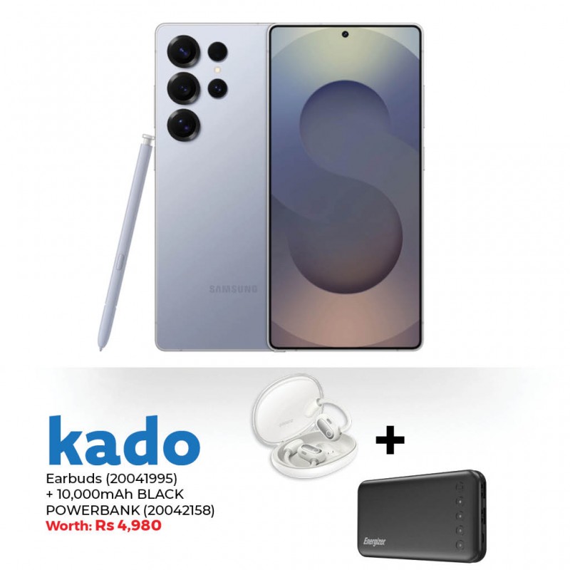 Samsung Galaxy S25 Ultra Titanium Silverblue & Free Baseus Eli Sport 1 Open-Ear Tws Earbuds + ENERGIZER 10,000mAh POWERBANK