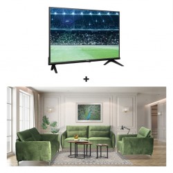 Taglia 3+2+1 Green Col Fabric & Hisense 40A4N 40" FHD Smart Led TV