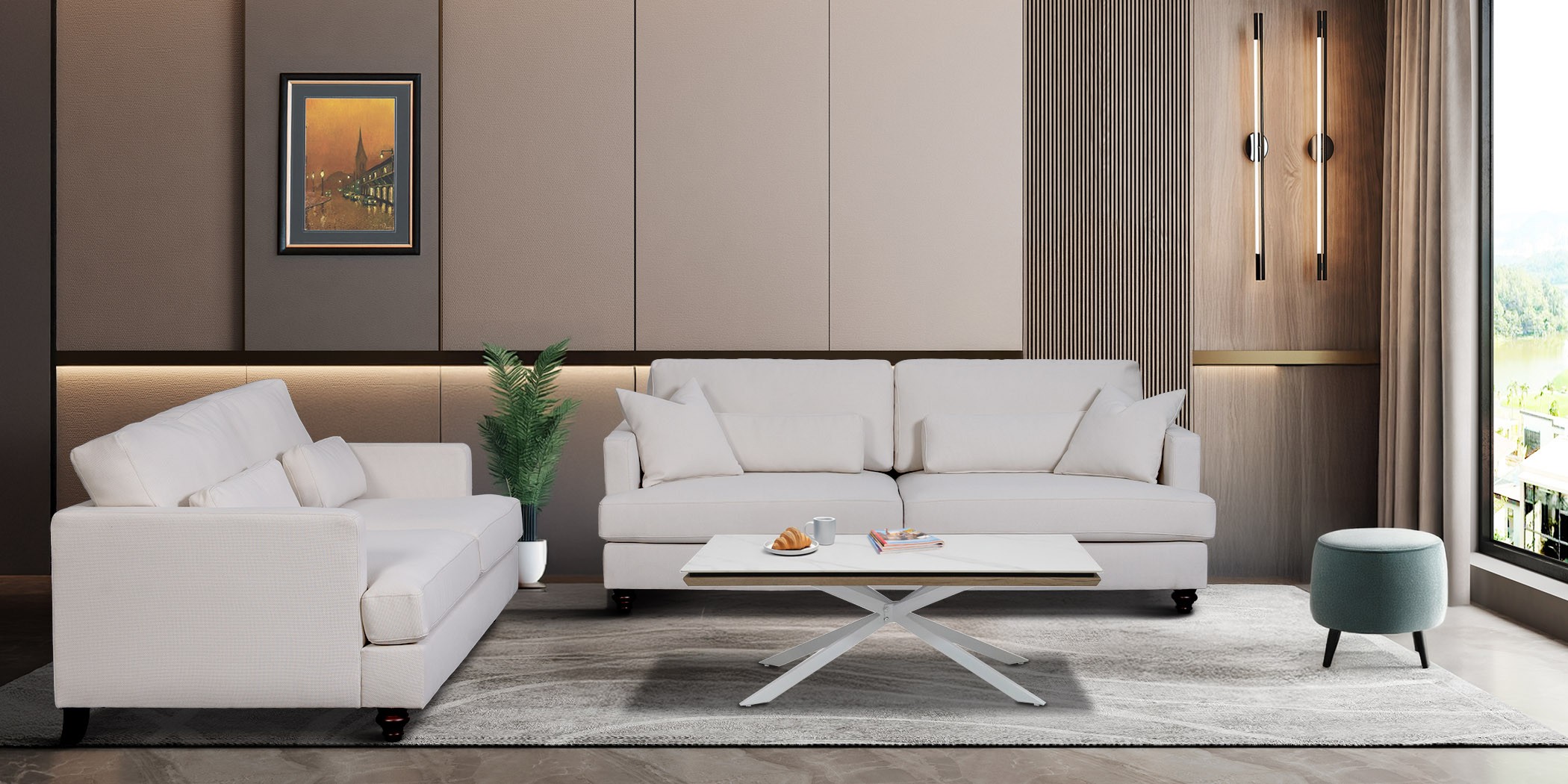 Cassandra Sofa 3+2 Seater In Beige Fab Cassandra Sofa 3+2 Seater In Beige Fab