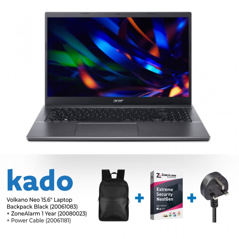 Acer Extensa Laptop Core i5 1235U Grey & Free ZoneAlarm Extreme Security + Volkano 15.6'' Laptop Backpack + Laptop power cord Acer Extensa Laptop Core i5 1235U Grey & Free ZoneAlarm Extreme Security + Volkano 15.6'' Laptop Backpack + Laptop power cord