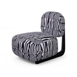Oren Armless Chair In Black & White Fabric