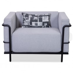 Azzuro Metal Frame Armchair Fabric Grey