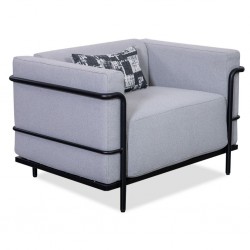 Azzuro Metal Frame Armchair Fabric Grey