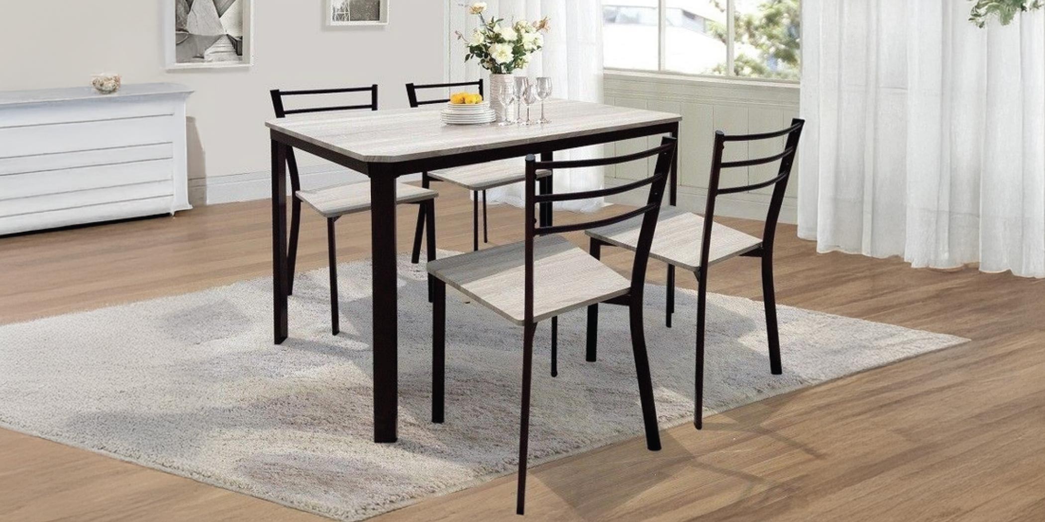 Rugga Table and 4 Chairs Metal/MDF